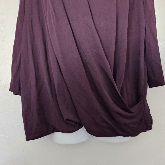 M.M. LaFleur Womens +3 Dark Purple Plum Quarter Sleeve Draped Front Blouse 22 24 - Picture 4 of 7